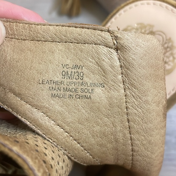 Vince Camuto women’s 9 wedges heels suede tan leather lace up tassel zipper Javy - Picture 9 of 10